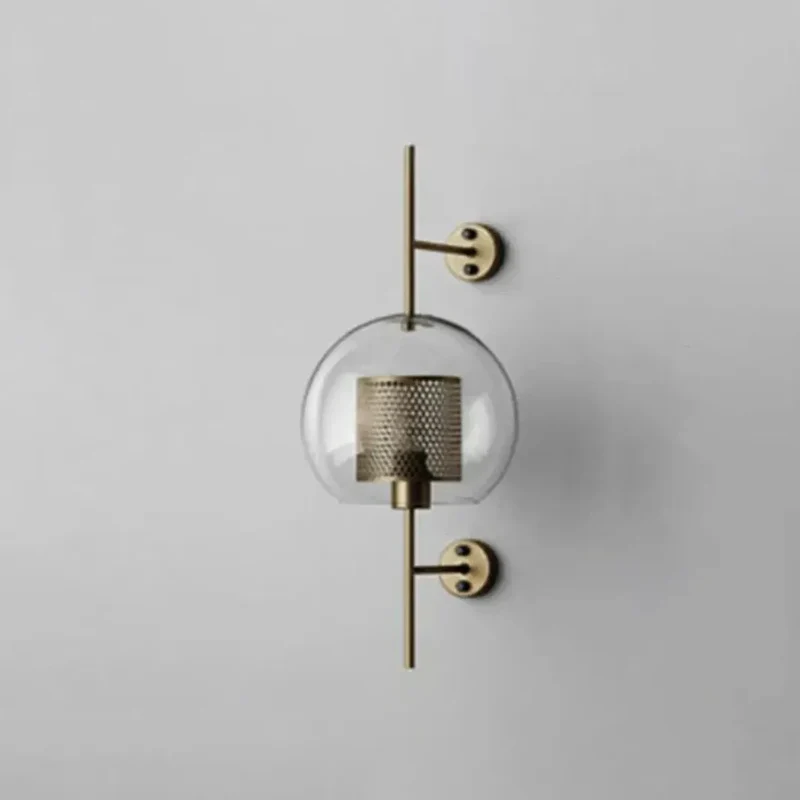 Industrial Wandleuchte aus Metall und Glas für das Wohnzimmer