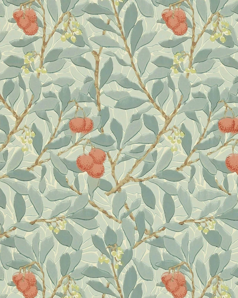 William Morris & Co. Tapet - Arbutus Blue/Pink