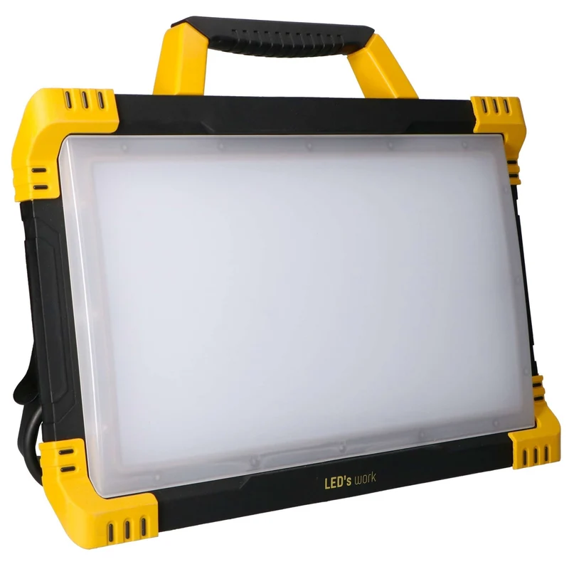 LED-Baustrahler mit zwei Steckdosen 80W neutralweiß IK08 3m Zuleitung IP54 - LED's Work