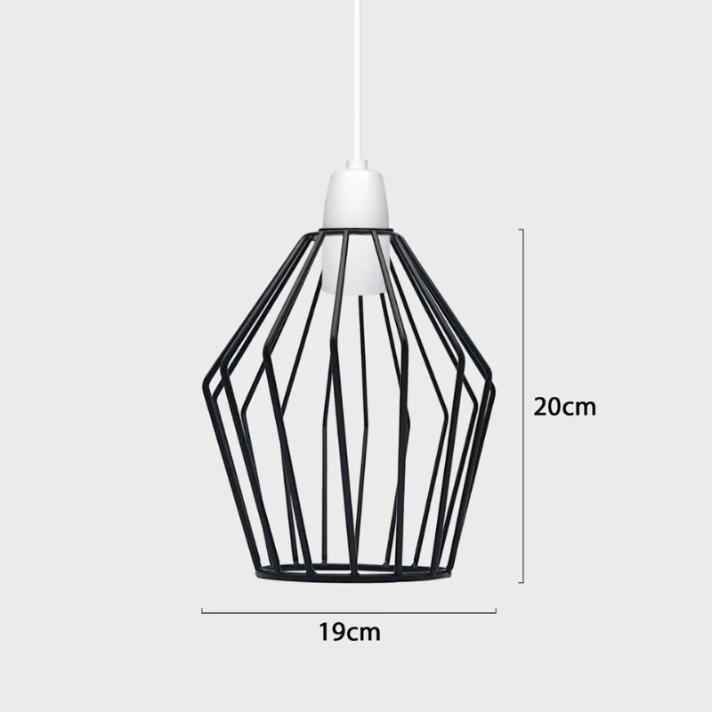 Draht-Lampenschirm Schwarz - Diamant Käfig 20cm ~3104