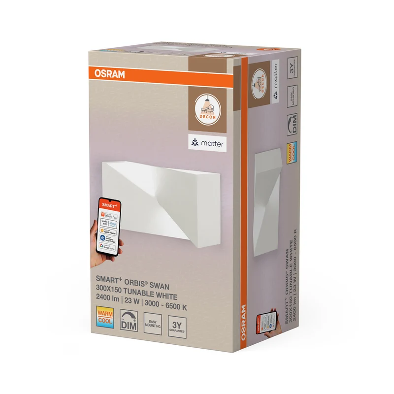 OSRAM Matter SMART+ ORBIS SWAN LED Wandleuchte 30x15cm Tunable Weiß 23W / 3000-6500K weiß