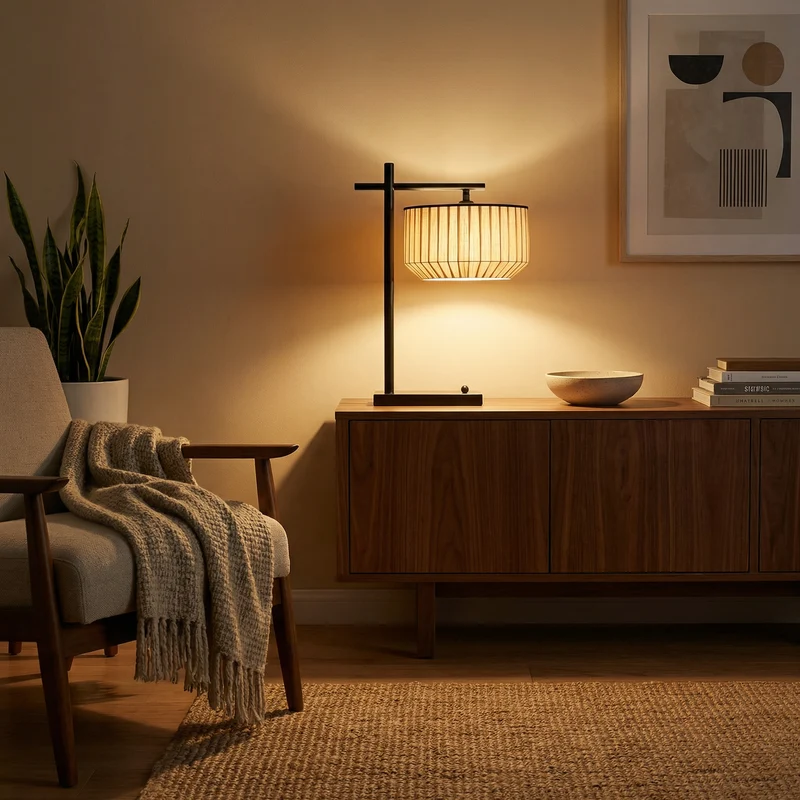 Luxus Tischlampe mit Seilzug-Silhouette und sanfter Beleuchtung – Olum
