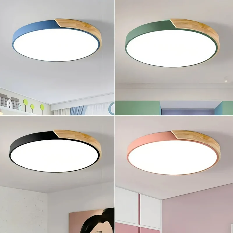 Skandinavische runde Deckenleuchte für das Schlafzimmer, dimmbar