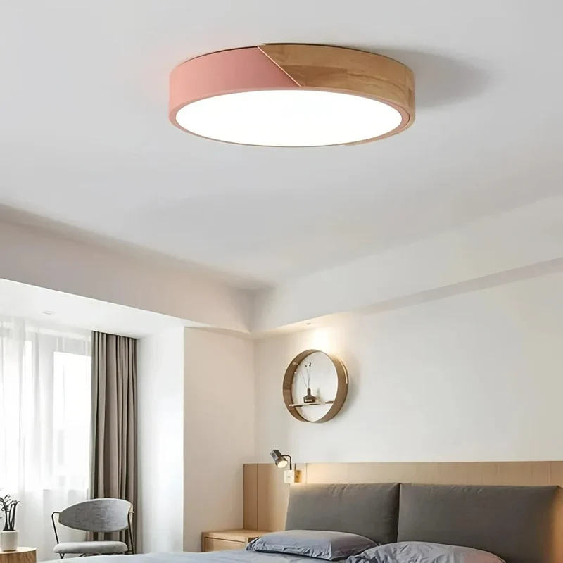Skandinavische runde Deckenleuchte für das Schlafzimmer, dimmbar