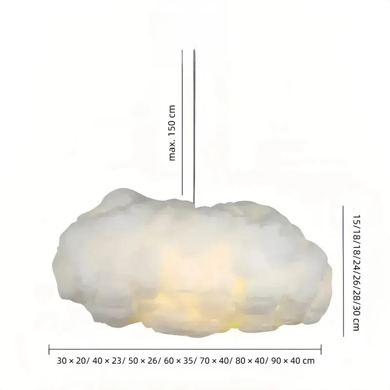 Skandinavische Wolken-Pendelleuchte fürs Kinderzimmer in Weiß