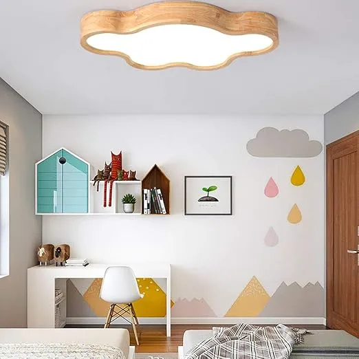 LED-Deckenleuchte im skandinavischen Stil mit Holzstruktur – Soluna