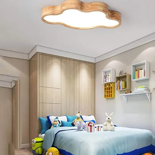 LED-Deckenleuchte im skandinavischen Stil mit Holzstruktur – Soluna
