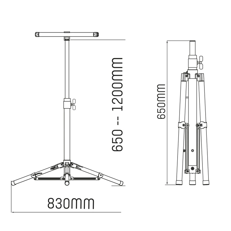 LED-Arbeitsleuchte auf Stativ 1500 - Höhenverstellbar bis 120 cm und drehbar - Leichtgewicht - 20W
