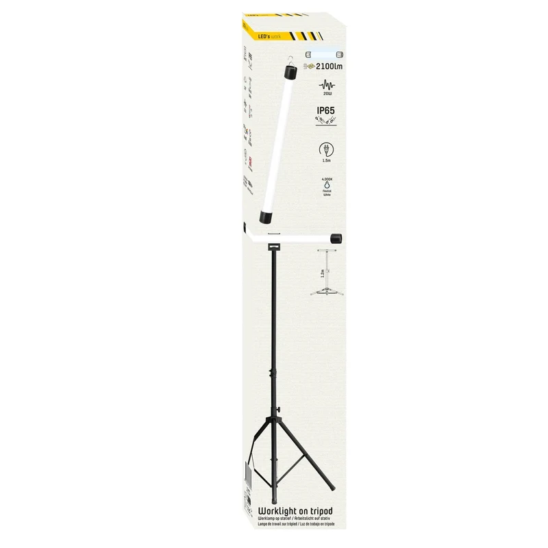 LED-Arbeitsleuchte auf Stativ 1500 - Höhenverstellbar bis 120 cm und drehbar - Leichtgewicht - 20W