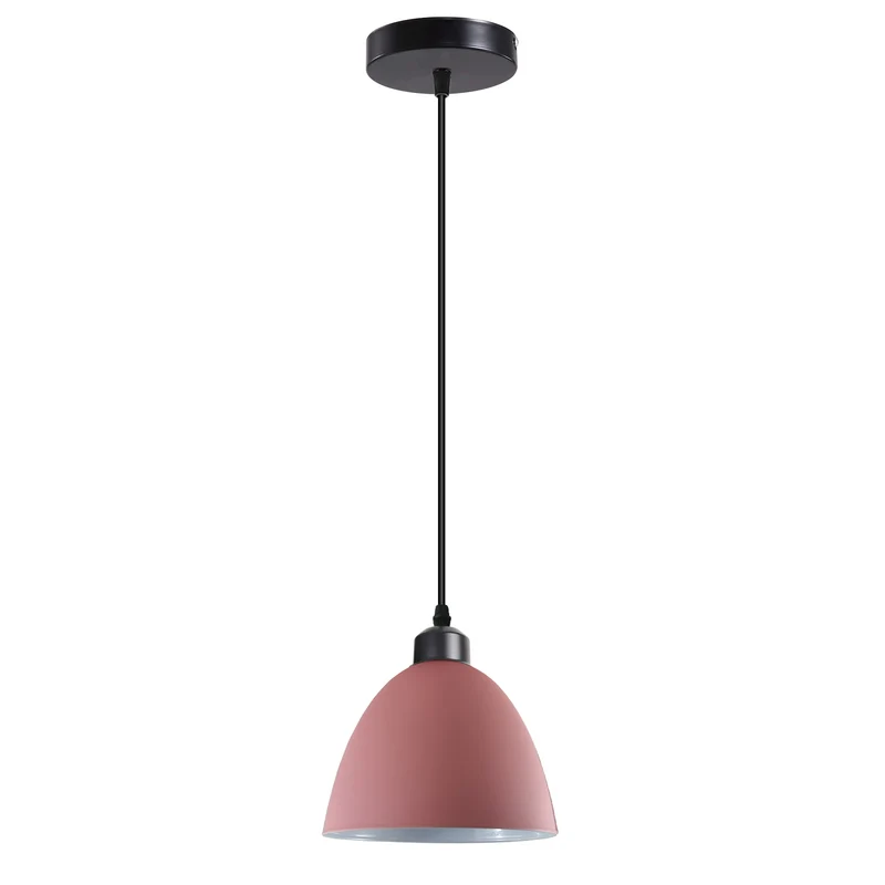 Rosa Pendelleuchte im Retro-Stil – E27, 95cm, Metall/PVC~3132