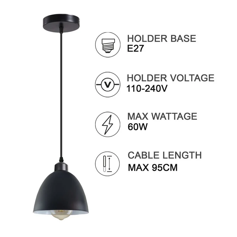 Vintage Pendelleuchte schwarz -E27-⌀18cm~3131