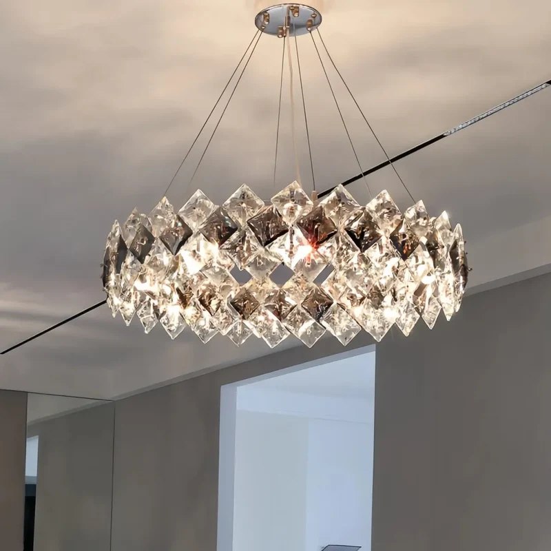 Moderne LED Kristall-Ring Pendelleuchte für Wohnzimmer und Esstisch