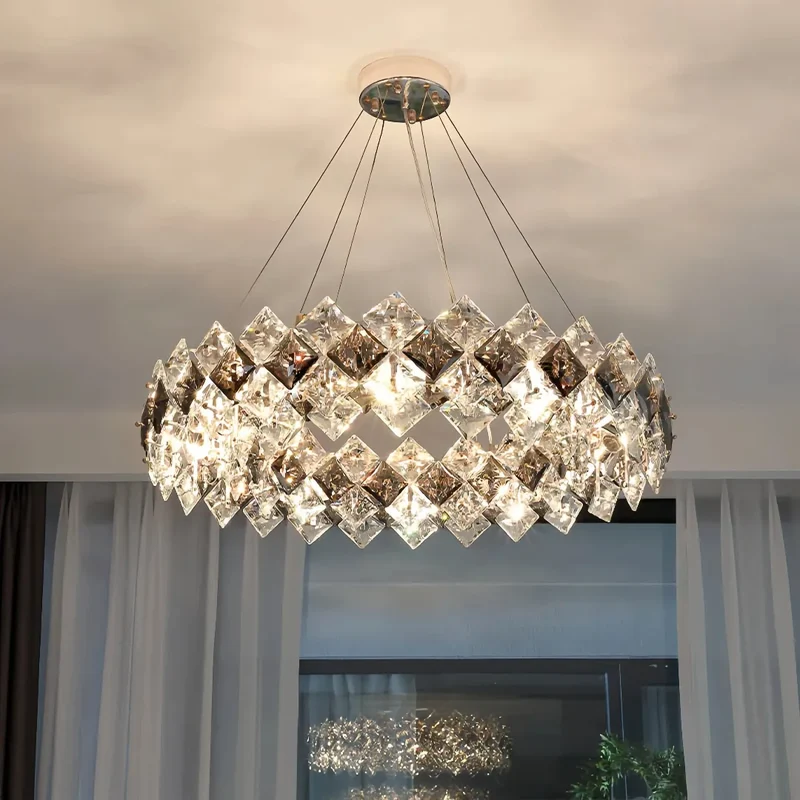 Moderne LED Kristall-Ring Pendelleuchte für Wohnzimmer und Esstisch