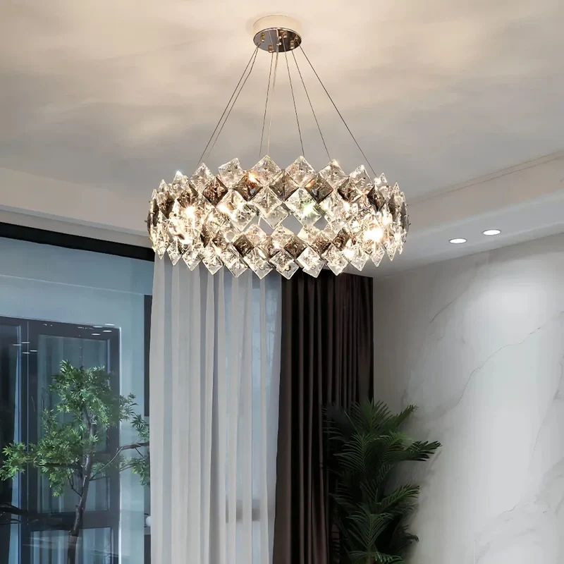 Moderne LED Kristall-Ring Pendelleuchte für Wohnzimmer und Esstisch