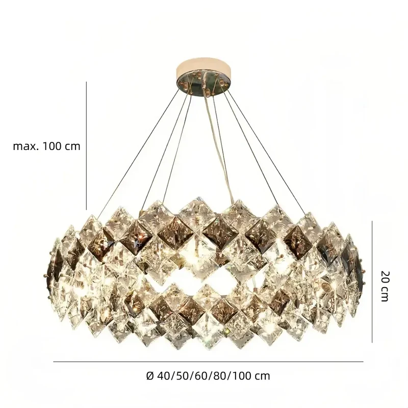 Moderne LED Kristall-Ring Pendelleuchte für Wohnzimmer und Esstisch