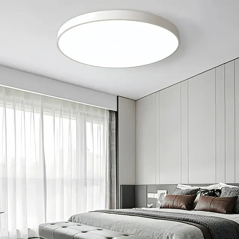 Runde LED-Deckenleuchte flach in Pastellfarben für Schlafzimmer