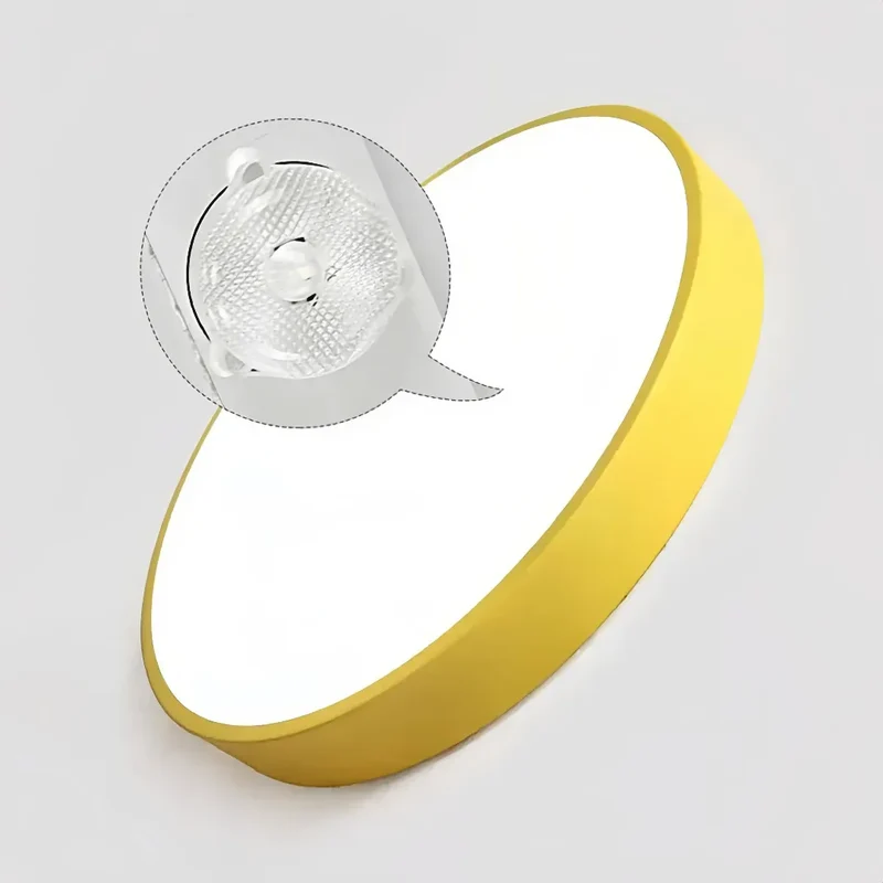 Runde LED-Deckenleuchte flach in Pastellfarben für Schlafzimmer