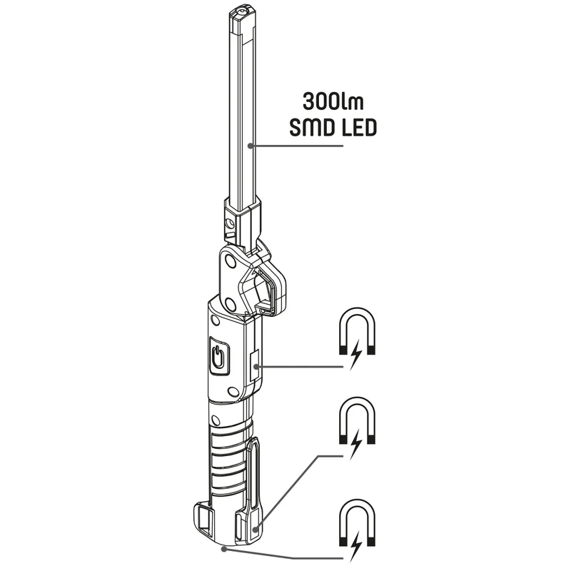 Akku LED-Inspektionsleuchte 3W kaltweiß IP54 klappbar - LED's Work