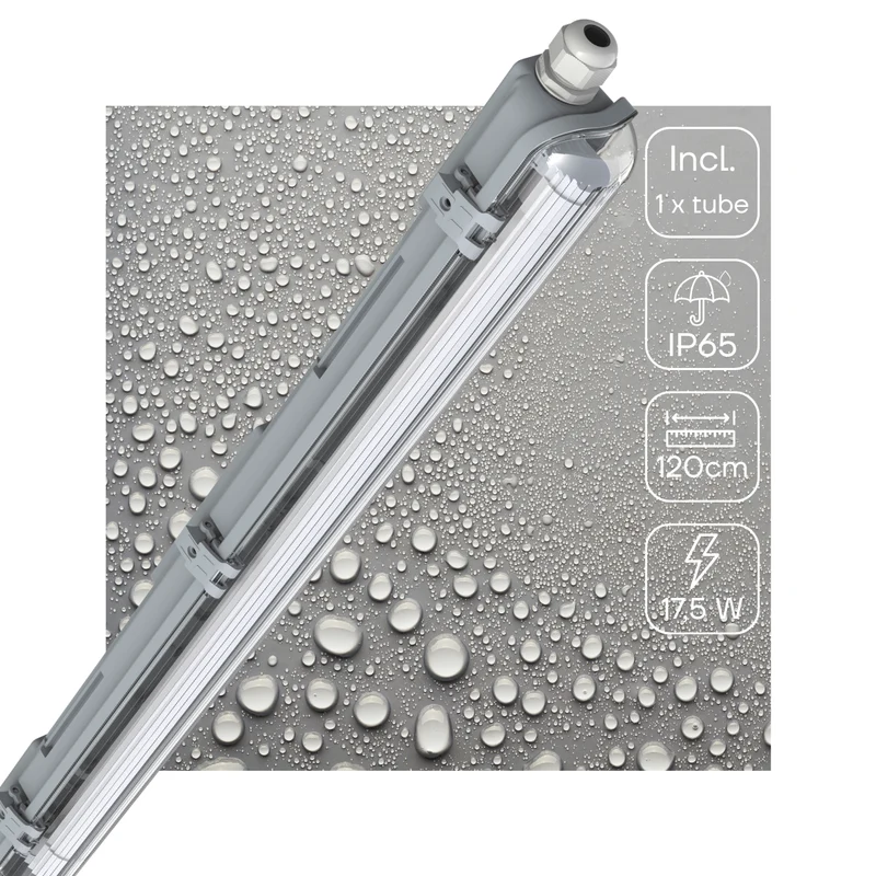 Feuchtraumleuchte 120 cm 18 W Neutralweiß 4000 K Ip65 Led-Wannenleuchte, Austauschbare Led-Röhre, Wand- Oder Deckenmontage, Funktionsleuchte für Innen- und Außenbereiche 2400112_04 - LED's Light