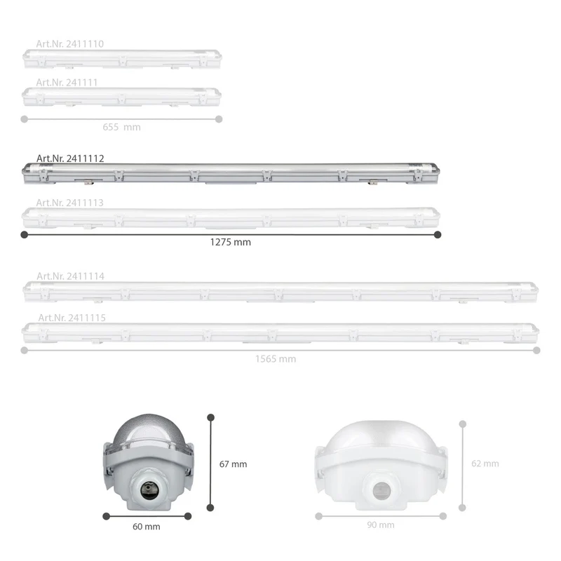 Feuchtraumleuchte mit LED-Röhre 150 cm 24W neutralweiß IP65 - LED's Light