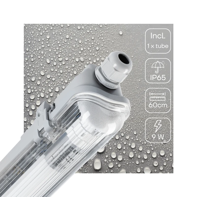 Feuchtraumleuchte mit LED-Röhre 60 cm 9W neutralweiß IP65 - LED's Light