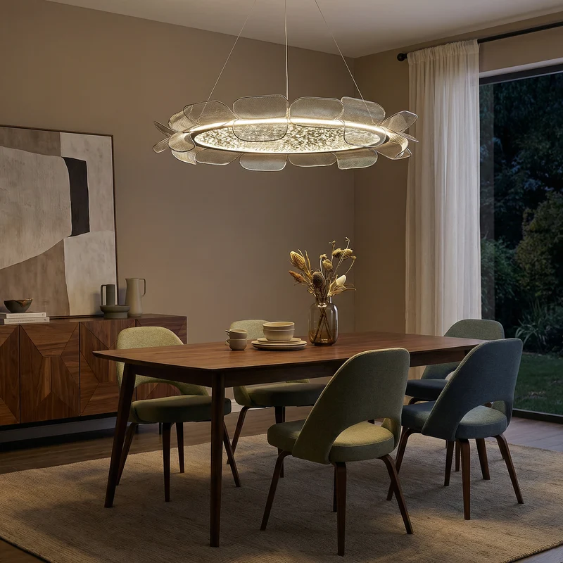 Hängeleuchte in Blütenform mit Acryl & Harmonischer Halo – Zyaa