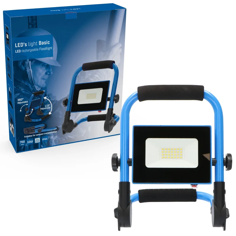 Akku-LED-Arbeitsstrahler auf Gestell blau 10 Watt Laufzeit 2,5h - LED's Light Basic