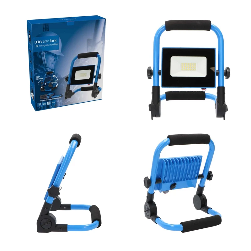 Akku-LED-Arbeitsstrahler auf Gestell blau 10 Watt Laufzeit 2,5h - LED's Light Basic