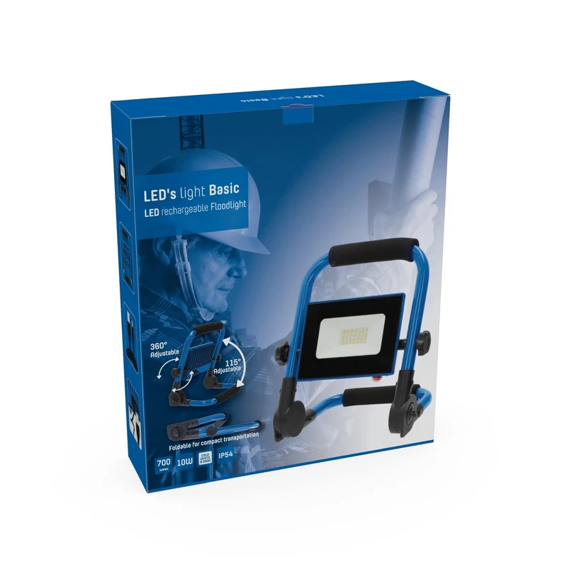 Akku-LED-Arbeitsstrahler auf Gestell blau 10 Watt Laufzeit 2,5h - LED's Light Basic