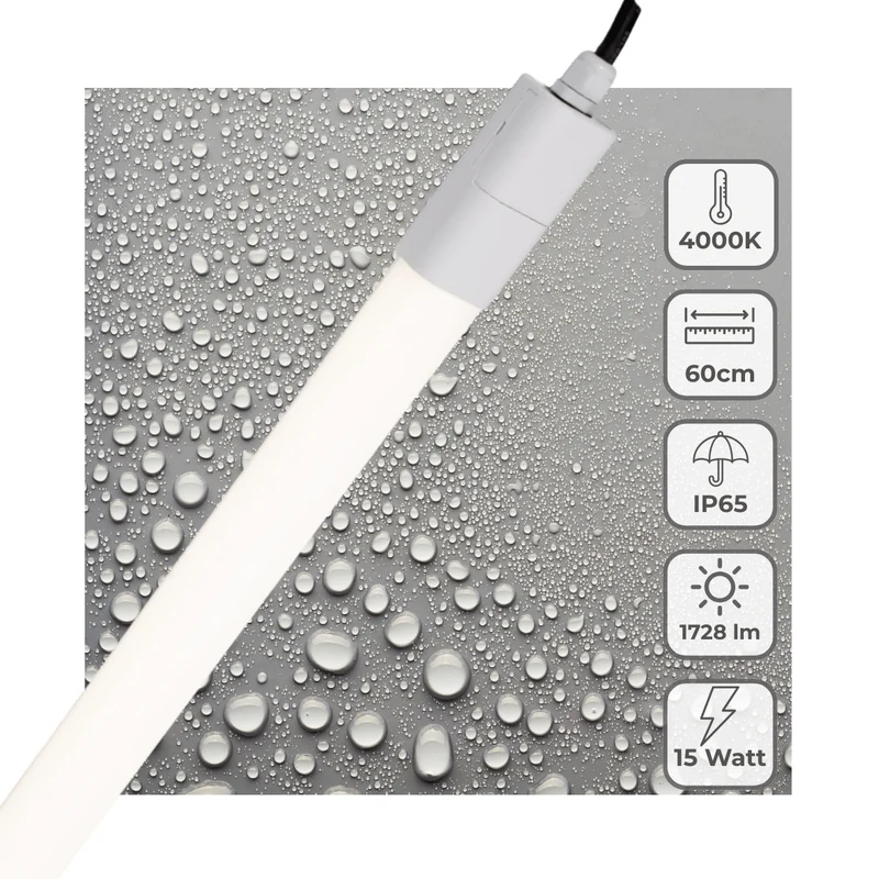 LED-Feuchtraumleuchte Slim 60cm 15W neutralweiß IP65 - LED's Light