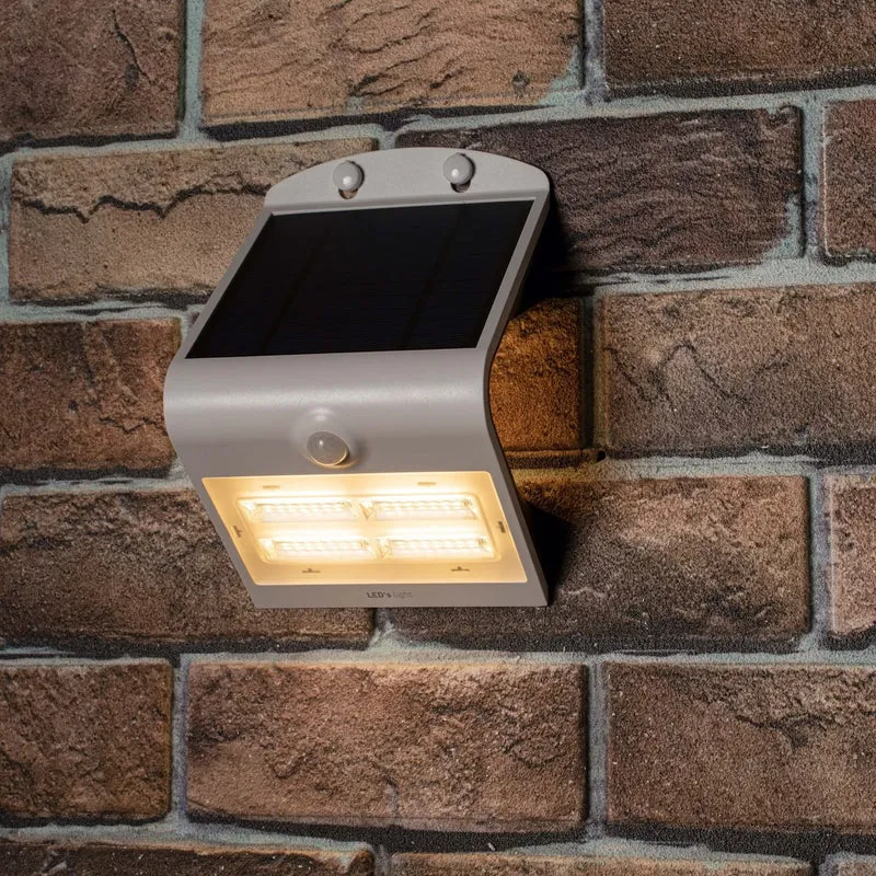 LED's Light Solar LED Wandleuchte mit Bewegungsmelder 400 - 3 Leuchtmodi - Automatisches An/Aus - Weiß