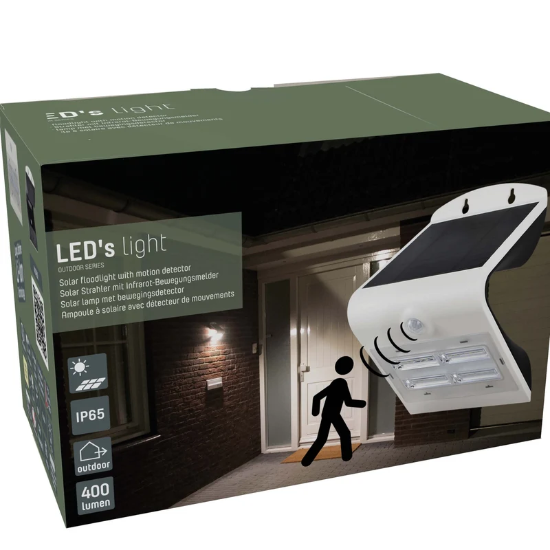 LED's Light Solar LED Wandleuchte mit Bewegungsmelder 400 - 3 Leuchtmodi - Automatisches An/Aus - Weiß