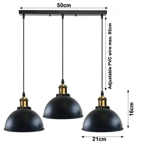 Pendelleuchte Set Schwarz Industries Vintage Hängelampe Deckenlampe~3022