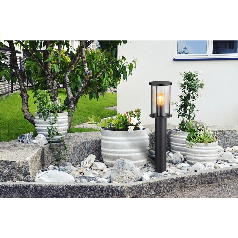 Gartenpfosten - Gartensäule schwarz | 60cm | Metall und Glas | Gracey