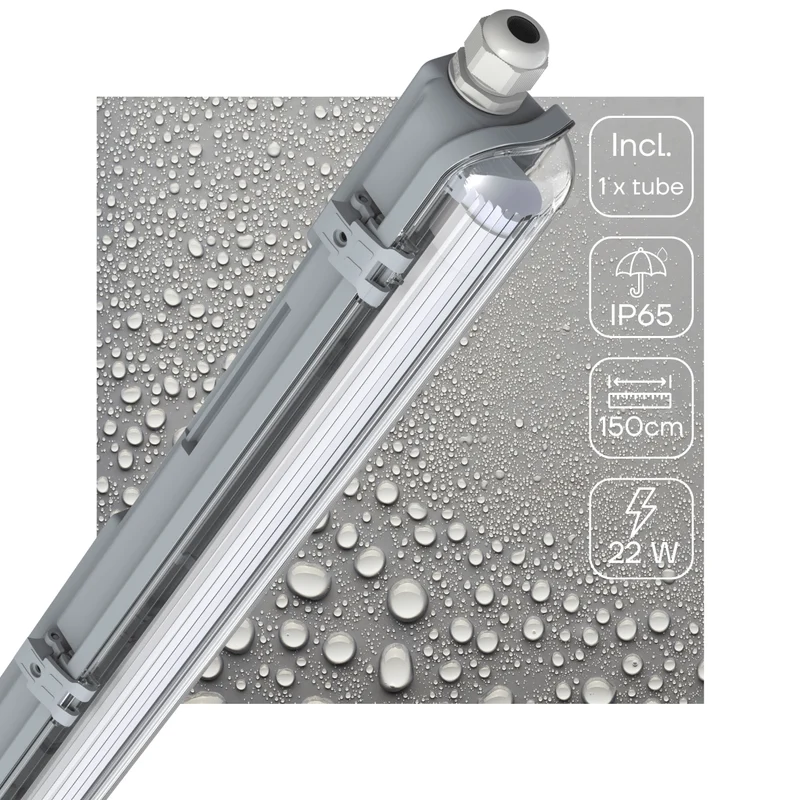 Feuchtraumleuchte mit LED-Röhre 150 cm 24W neutralweiß IP65 - LED's Light