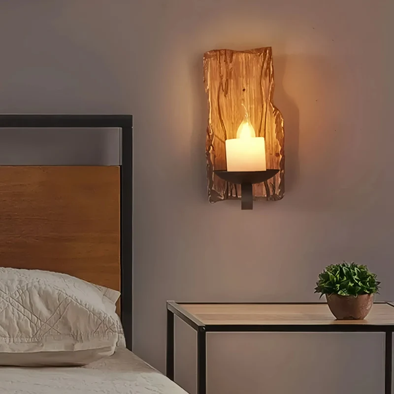 Rustikale Wandleuchte Aus Schiffs-Holz für Schlafzimmer