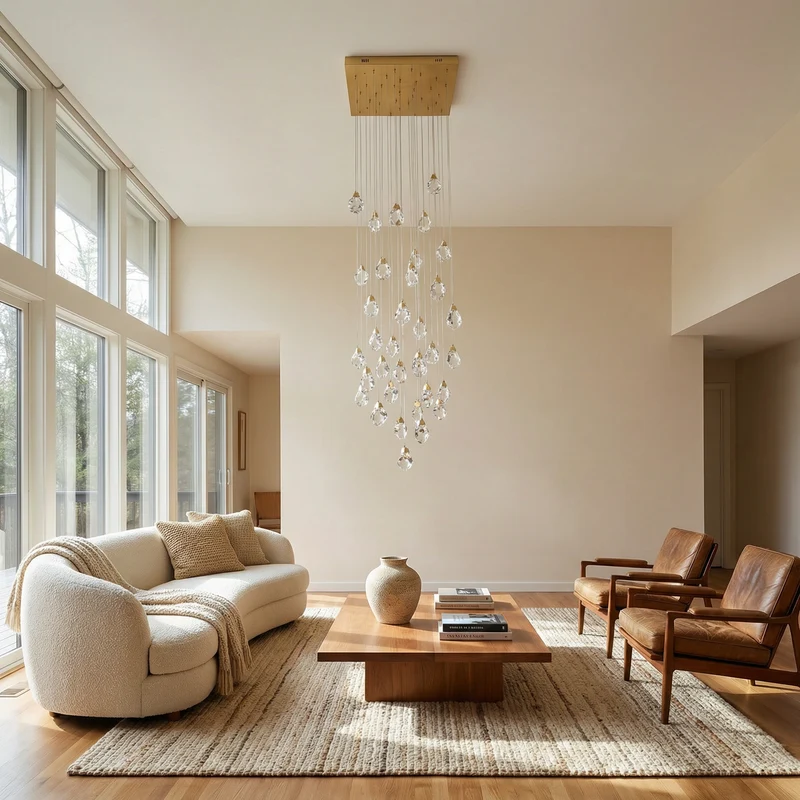 Elegante Hängeleuchte mit luxuriösen Kristallen & warmem Halo – Zénith