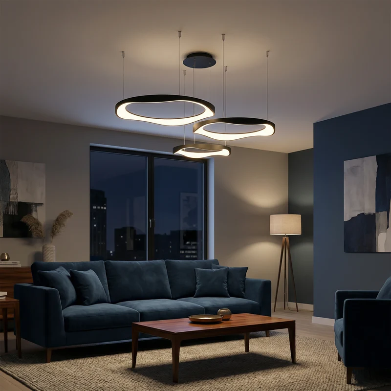 Moderne Deckenleuchte mit geometrischem Design & sanftem Halo – Stratus