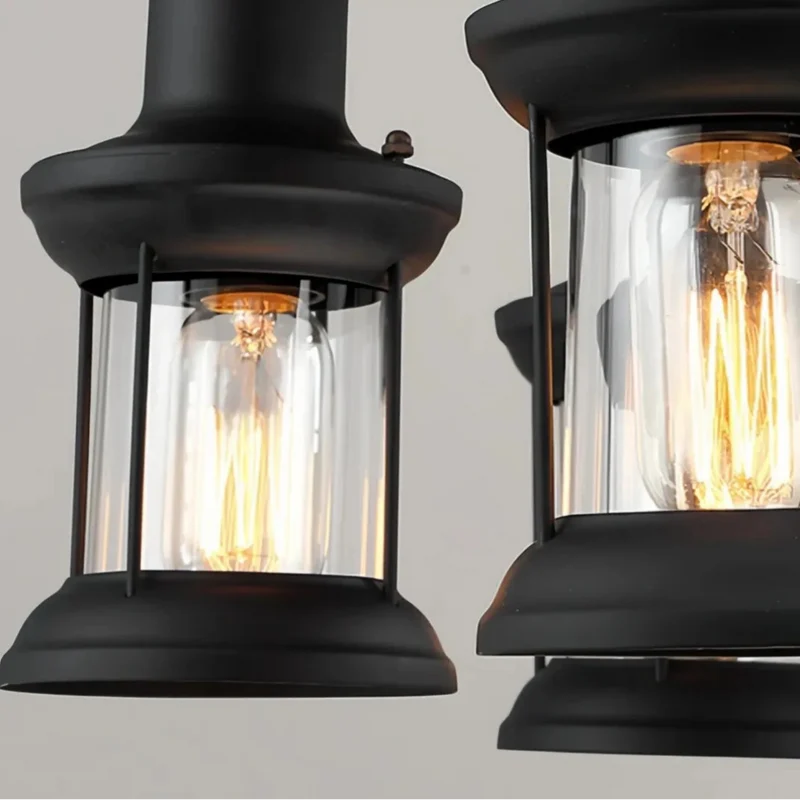 Vintage Industrielampe Aus Glas Und Holz Für Wohnzimmer