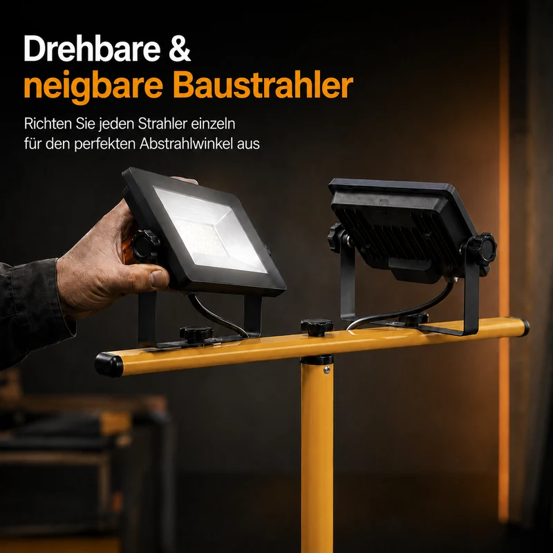 Doppelte LED-Baulampe auf Stativ | IP65 | 2x30W | 5500K – Tageslichtweiß