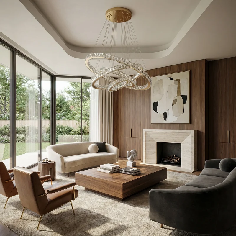 Eleganter Mehrpunkt-Kronleuchter mit moderner architektonischer Inspiration – Luxis