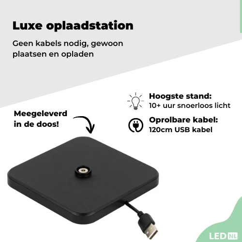 Akku LED-Tischleuchte schwarz dimmbar IP54 warm-neutral-kaltweiß Ladeschale - LED's Light