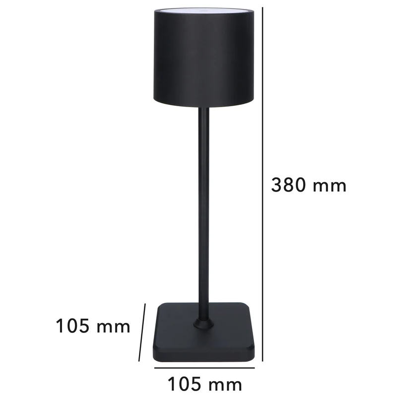 Akku LED-Tischleuchte schwarz dimmbar IP54 warm-neutral-kaltweiß Ladeschale - LED's Light