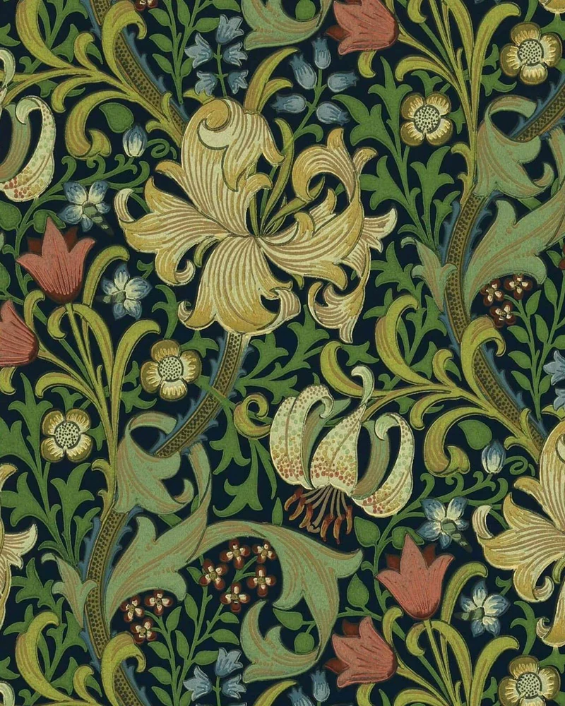 William Morris & Co. Tapet - Golden Lily Indigo