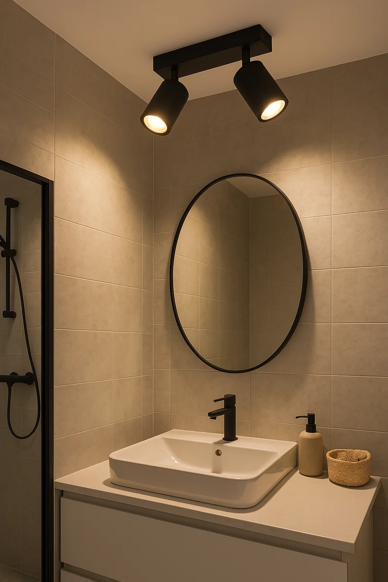 Badezimmer-Deckenstrahler | doppelt | schwarz | IP44 | GU10-Fassung