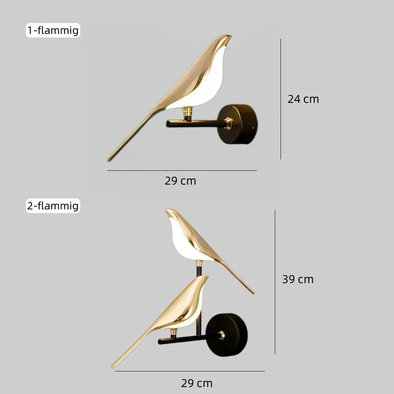 Vogel Wandleuchte im modernen Design für Schlafzimmer