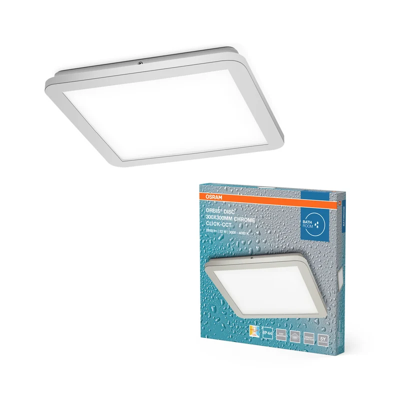 OSRAM ORBIS Disc Badezimmer Deckenleuchte 30x30cm 22W IP44 Chrom