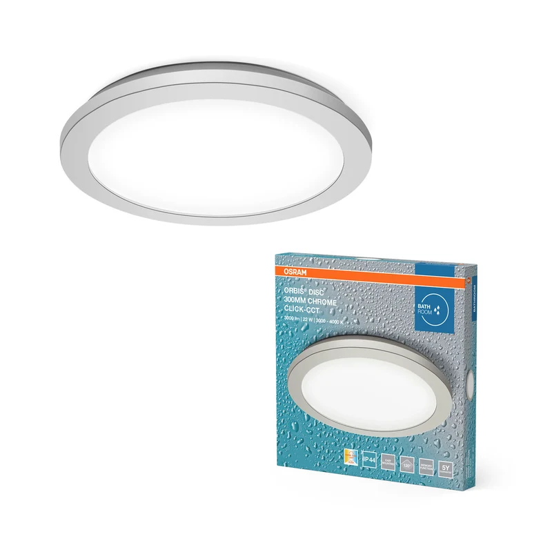 OSRAM ORBIS Disc Badezimmer Deckenleuchte 30cm 22W Click CCT IP44 Chrom