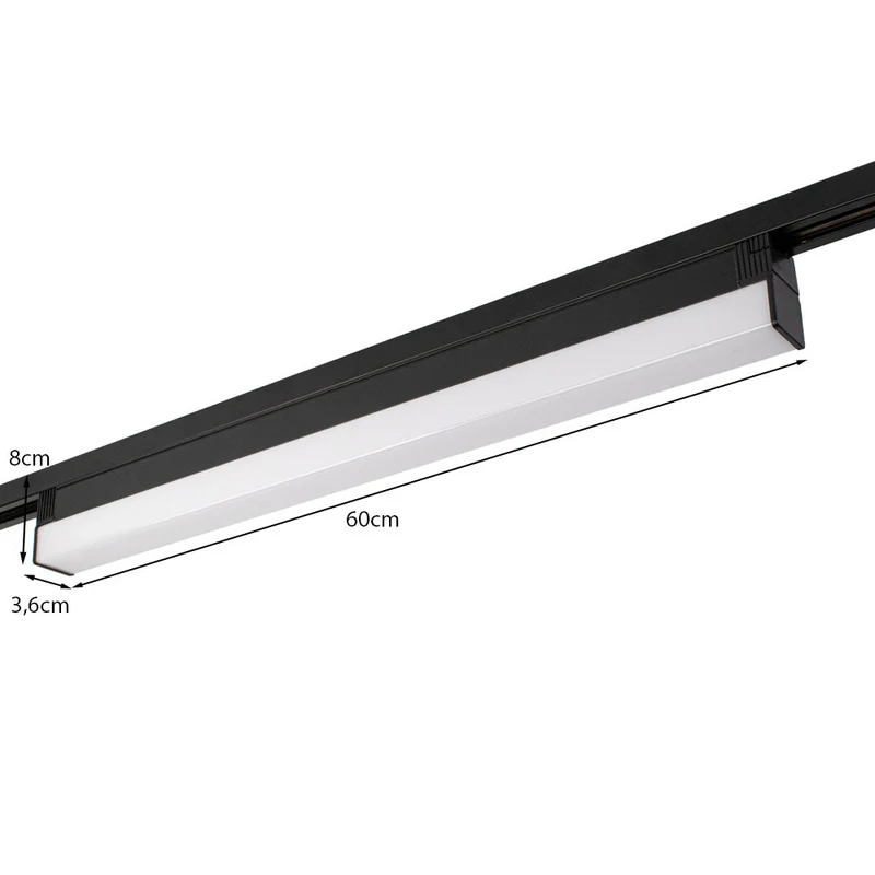 LED 1-Phasen-Stromschienenleuchte | 24 Watt | Schwarz | 60cm | 4000K – Naturweiß