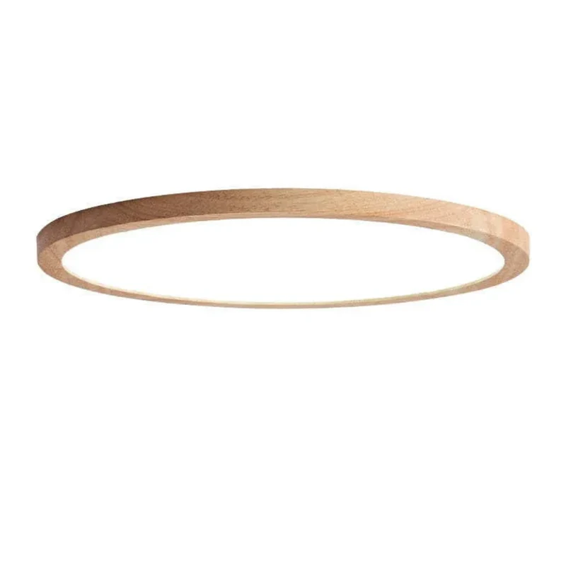 Runde Deckenlampe Holz LED skandinavischer Stil, flach, dimmbar Schlafzimmer